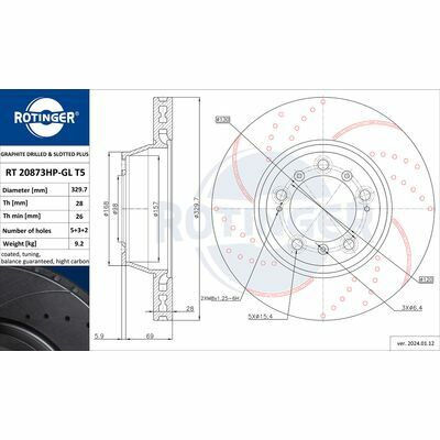 GRAPHITE DRILLED & SLOTTED PLUS