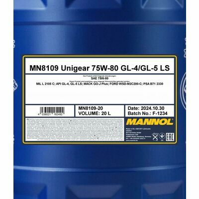 Mannol 8109 Unigear 75W-80 GL-4/GL-5 LS