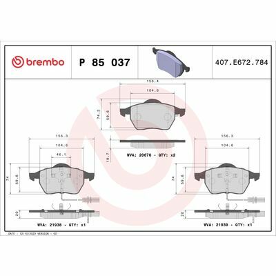 BREMBO XTRA LINE, DIRECTIONAL BRAKE PADS