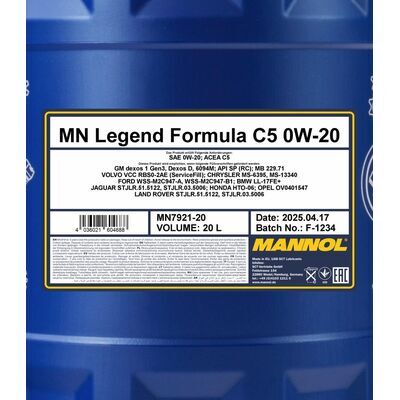 MANNOL 7921 Legend Formula C5 0W-20