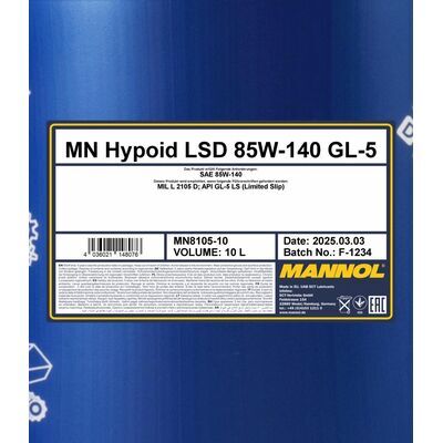 MANNOL 8105 Hypoid LSD 85W-140 GL-5