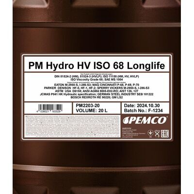 PEMCO 2203 Hydro HV ISO 68 LONGLIFE