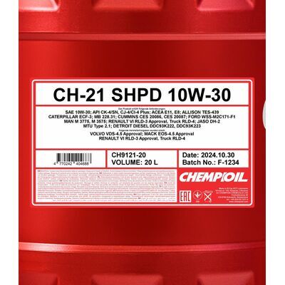 CHEMPIOIL 9121 CH-21 TRUCK SHPD 10W-30