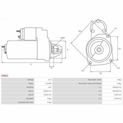 Nuovo | AS-PL | Motorino di avviamento