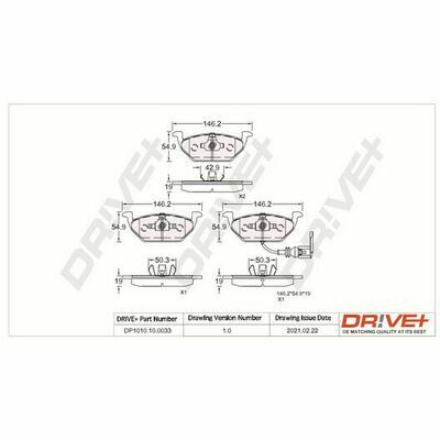 Kit de plaquettes de frein, frein à disque DR!VE+ DP1010.10.0833