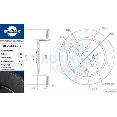GRAPHITE DRILLED & SLOTTED PLUS