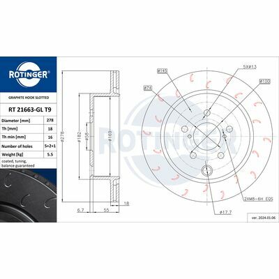 GRAPHITE HOOK SLOTTED